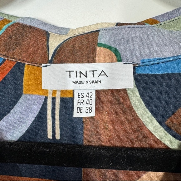 Tinta Multicolor Geometric Print Made in Spain Blouse Women’s Size 40 - Picture 7 of 13